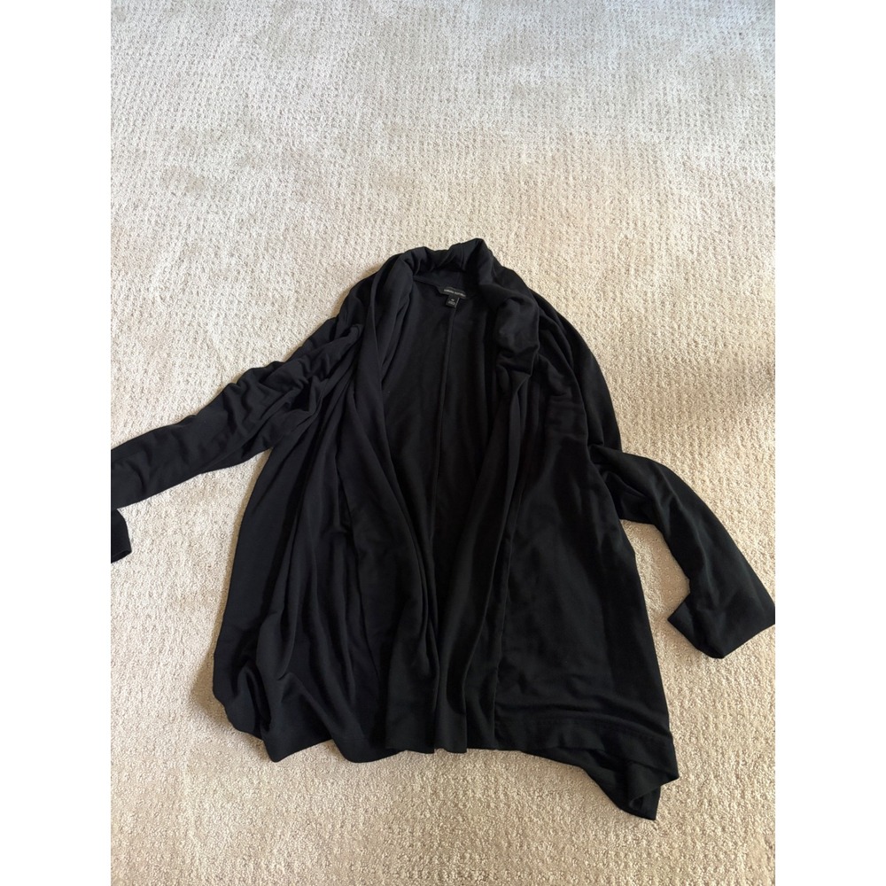 Banana Republic Womens Black Open Front Draped Shawl Collar Cardigan Sweater M